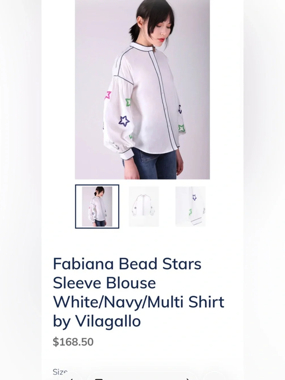 Vilagallo Fabiana Bead Stars Sleeve Blouse - Picture 7 of 7